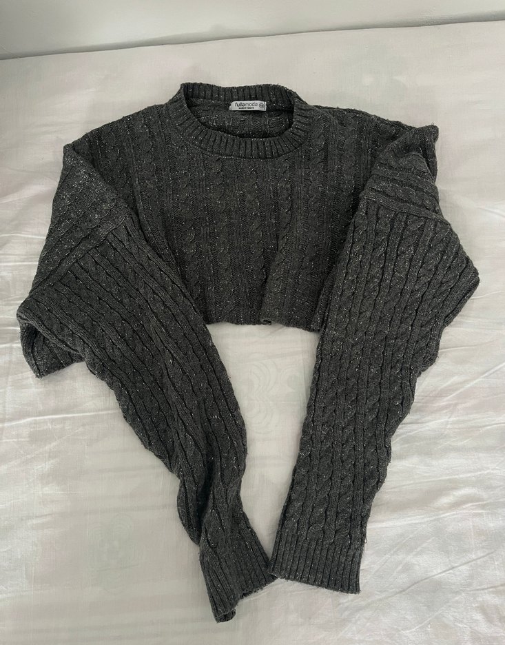 Gri Örgü Yün Kadın Kazak - Görsel 3