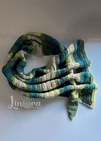 Yeşil Örgü Fırfır Atkı, Bandana, Eldiven - Görsel 3