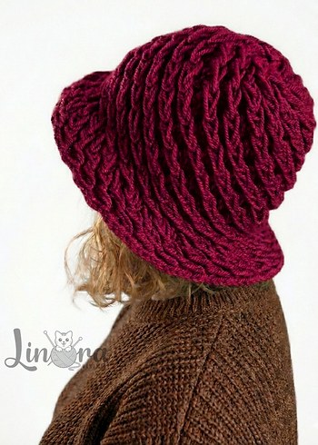 Linora Bordo Örgü Kadın Şapka - Görsel 2