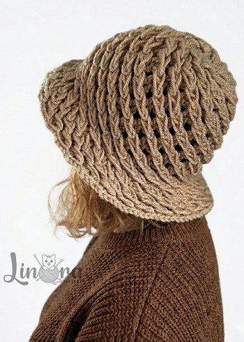 Linora Bordo Örgü Kadın Şapka - Görsel 4