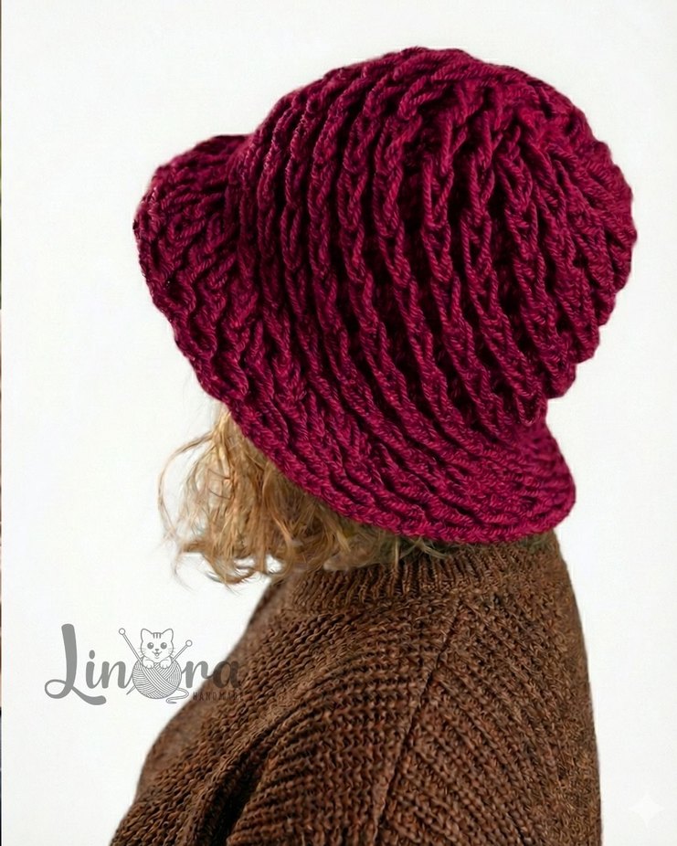 Linora Bordo Örgü Kadın Şapka - Görsel 2