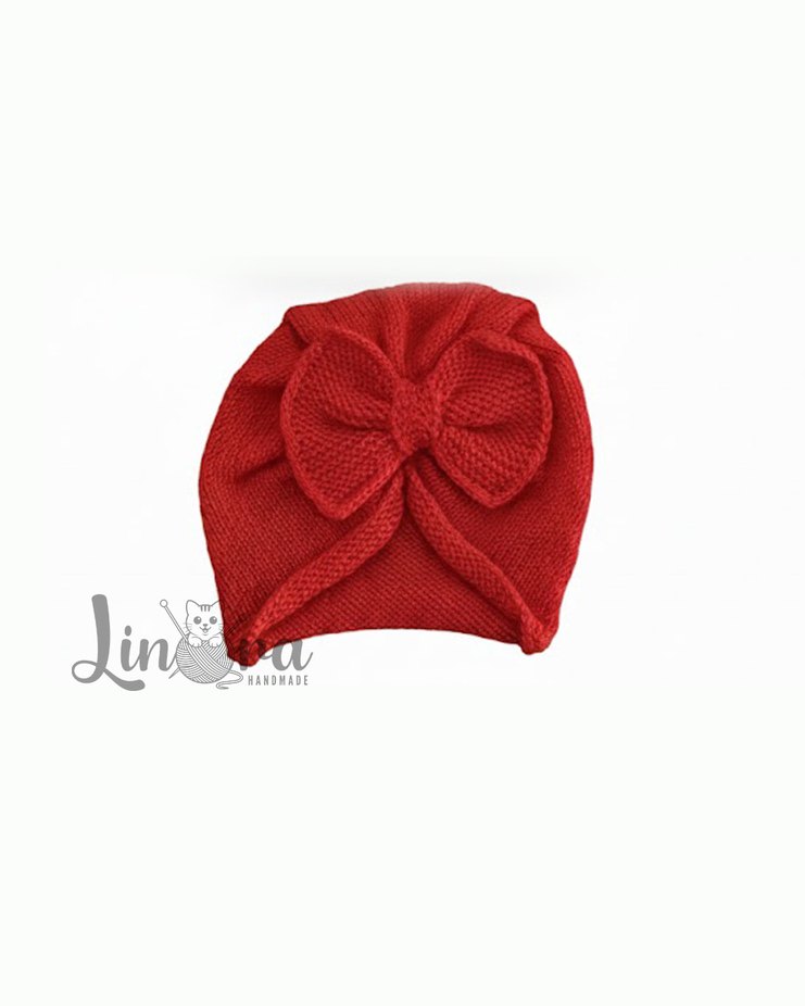 Kız Çocuk Kırmızı Fiyonklu Bere - Görsel 3