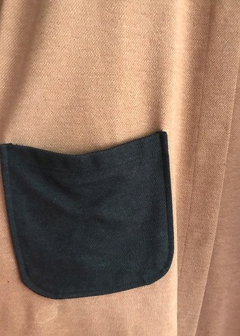 Uzun Kahverengi Kadın Kaban Siyah Cepli - Görsel 7