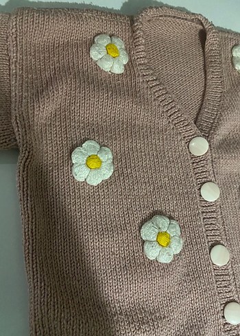 Nakışlı Pembe Bohem Örgü Hırka - Görsel 3