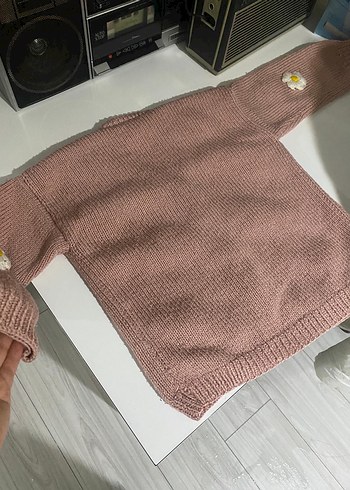 Nakışlı Pembe Bohem Örgü Hırka - Görsel 4