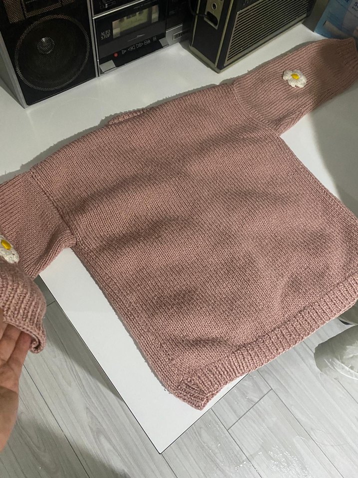 Nakışlı Pembe Bohem Örgü Hırka - Görsel 4