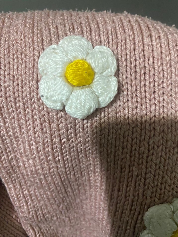 Nakışlı Pembe Bohem Örgü Hırka - Görsel 5