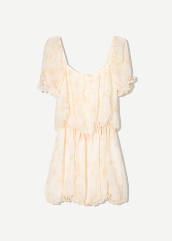 m Beden ten rengi Renk Bershka Bej Pastel Renkli Mini Bohem Elbise