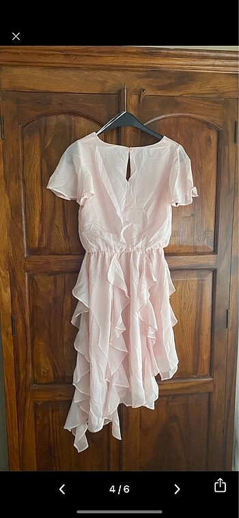 36 Beden pembe Renk H&M marka asimetrik pembe elbise