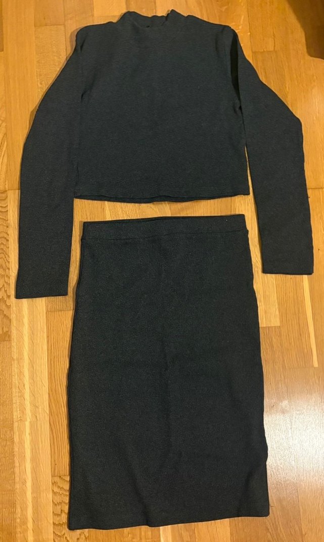 Kadın Gri Boğazlı triko crop - Görsel 4