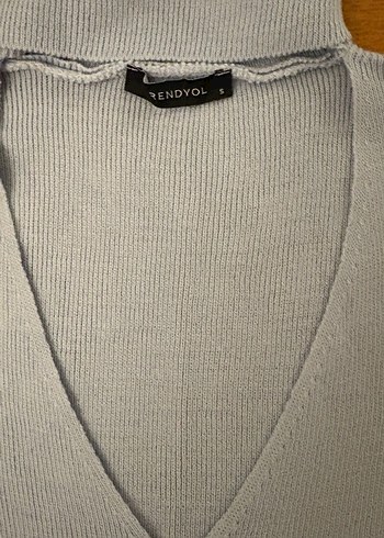 Buz mavisi boğazlı elbise - Görsel 4