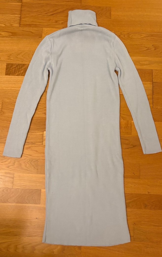 Buz mavisi boğazlı elbise - Görsel 2