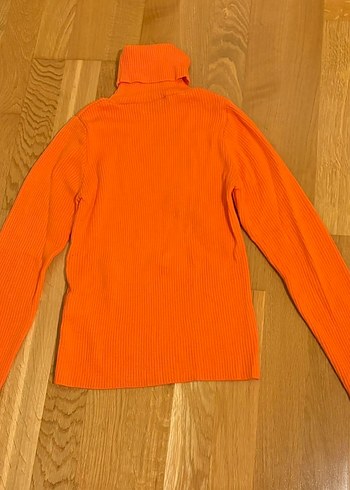 Turuncu Kadın Boğazlı Triko Kazak - Görsel 4