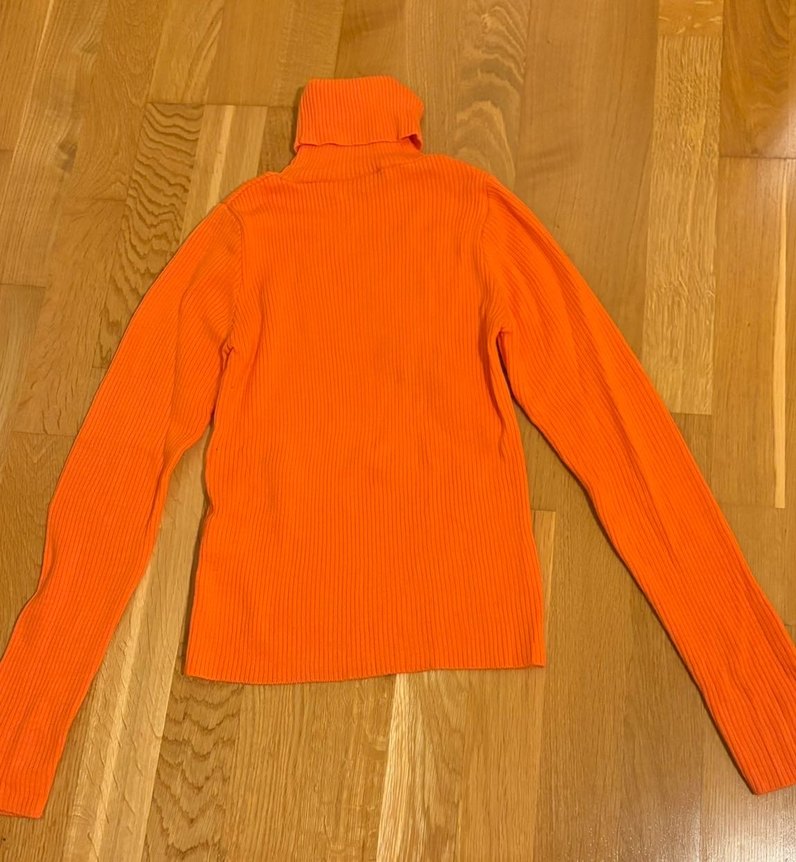 Turuncu Kadın Boğazlı Triko Kazak - Görsel 4