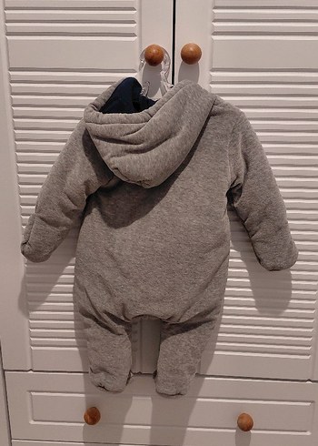 Kapüşonlu Gri Erkek Bebek Tulum - Görsel 2