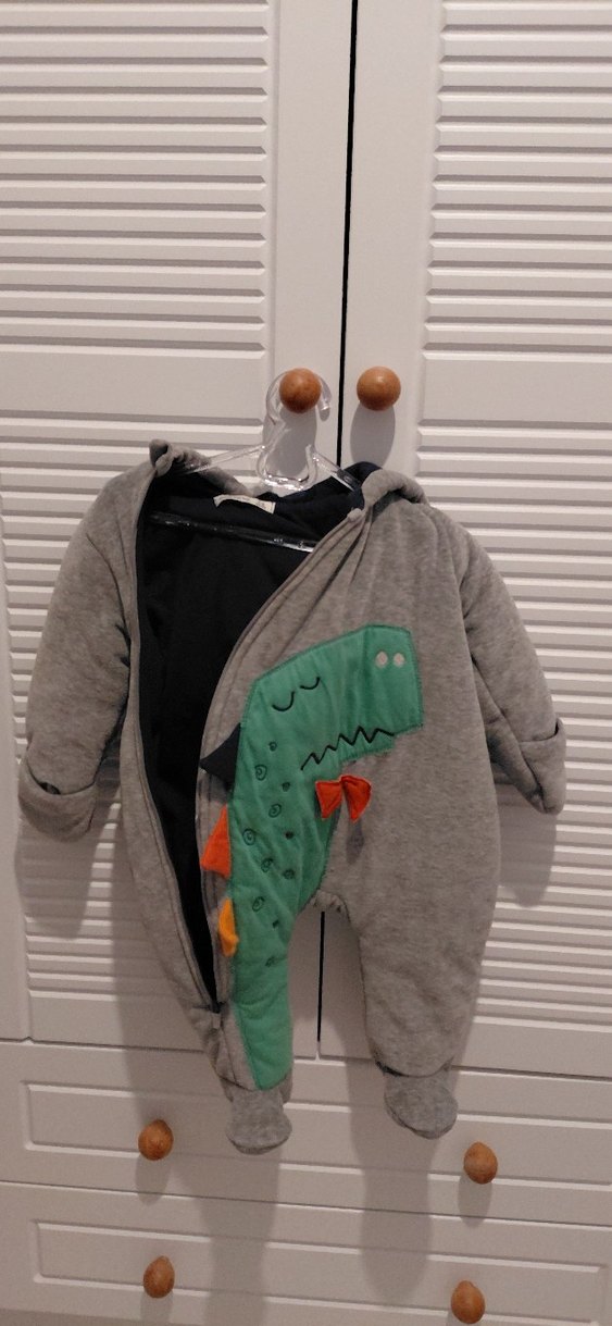 Kapüşonlu Gri Erkek Bebek Tulum - Görsel 3