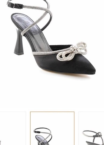 Siyah Taşlı Topuklu Ayakkabı - Görsel 6