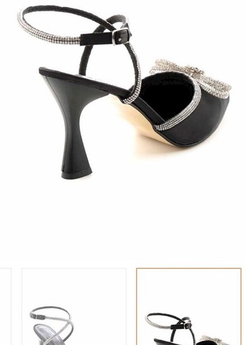 Siyah Taşlı Topuklu Ayakkabı - Görsel 7