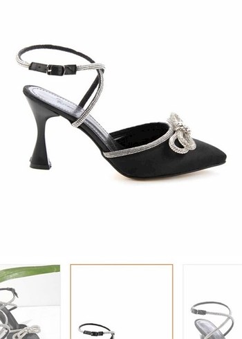 Siyah Taşlı Topuklu Ayakkabı - Görsel 5