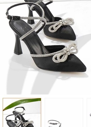 Siyah Taşlı Topuklu Ayakkabı - Görsel 4