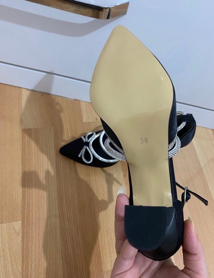 Siyah Taşlı Topuklu Ayakkabı - Görsel 3