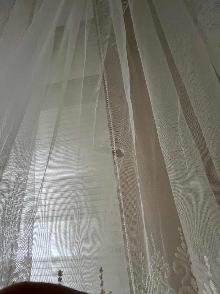 İşlemeli Beyaz Tül Perde 2 Tane - Görsel 4