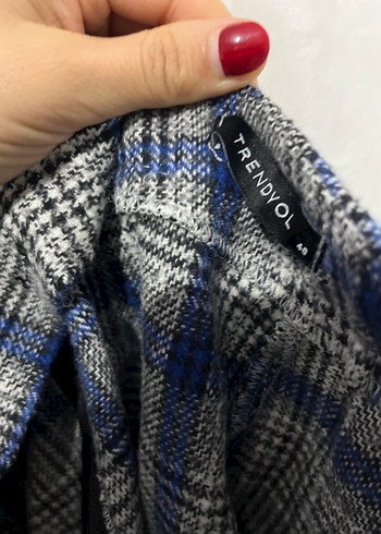 Kadın Ekoseli Kemerli Mini Tulum - Görsel 3