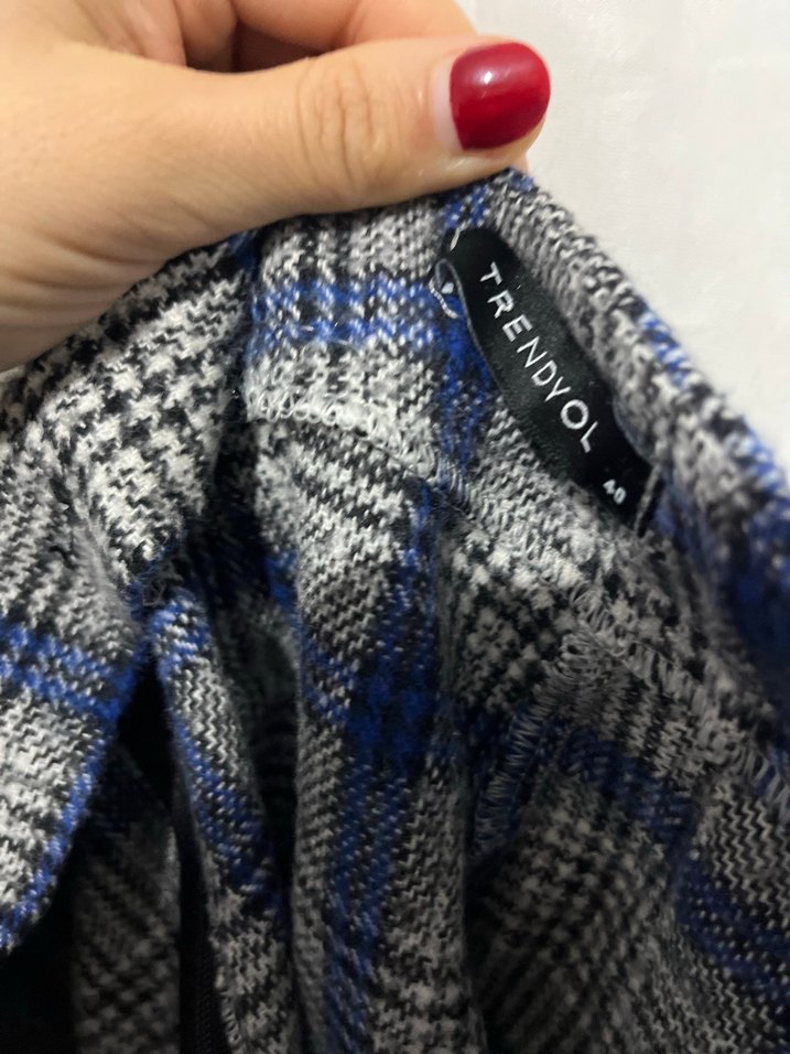 Kadın Ekoseli Kemerli Mini Tulum - Görsel 3