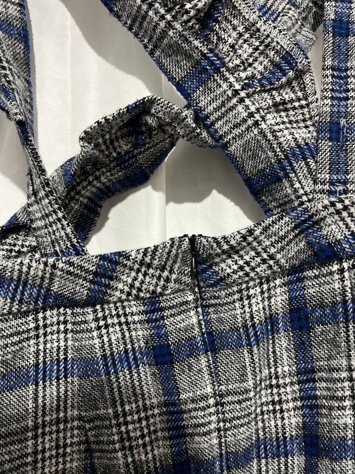 Kadın Ekoseli Kemerli Mini Tulum - Görsel 2