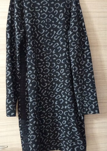 Yılan Desenli Gri Uzun Kollu Triko Elbise - Görsel 2