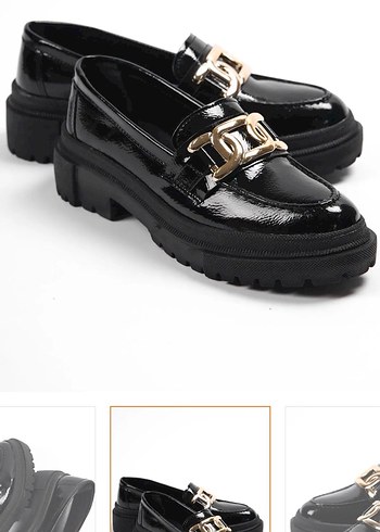 Klasik Siyah Yılan Desenli Kadın Loafer - Görsel 2