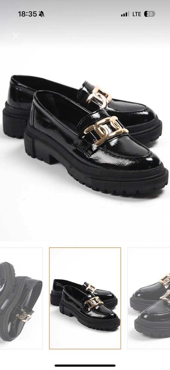 Klasik Siyah Yılan Desenli Kadın Loafer - Görsel 2