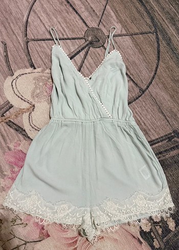 Dantel Detaylı V Yakalı Tulum - Görsel 2