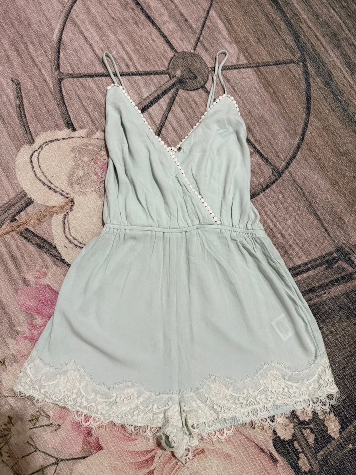 Dantel Detaylı V Yakalı Tulum - Görsel 2