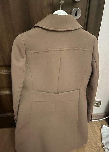 Bej kız Süet Düğmeli Midi Kaban - Görsel 2