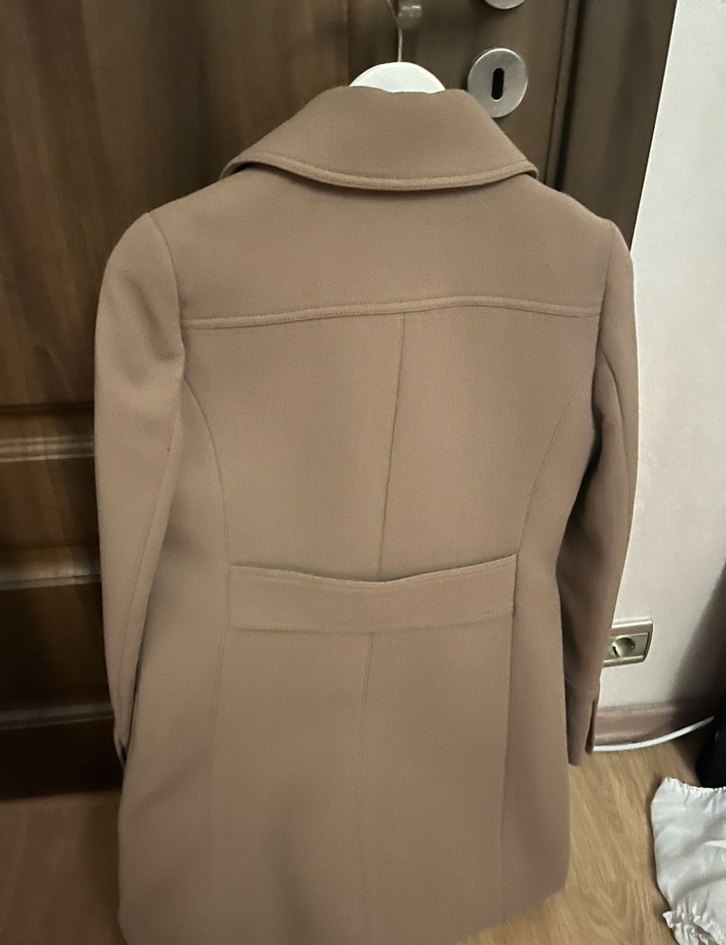 Bej kız Süet Düğmeli Midi Kaban - Görsel 2