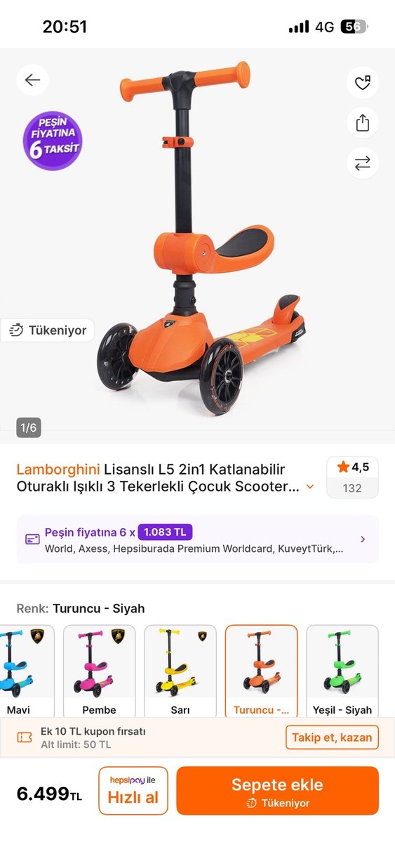 Renkli Kız ve Erkek Çocuk Scooter'ı - Görsel 2