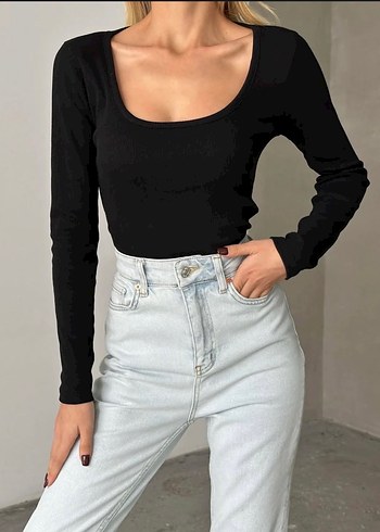 Siyah Uzun Kollu Dar Kesim Bluz - Görsel 2