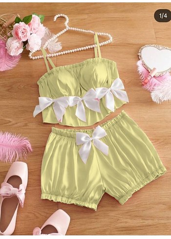 Bordo Saten Mini İkili Pijama Takımı - Görsel 6