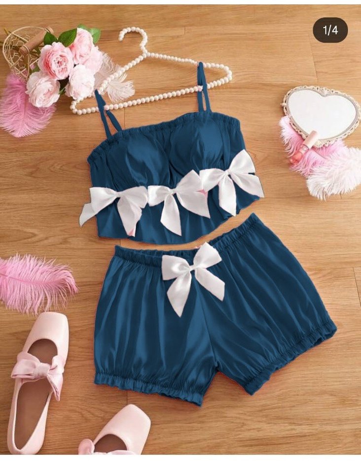 Bordo Saten Mini İkili Pijama Takımı - Görsel 4