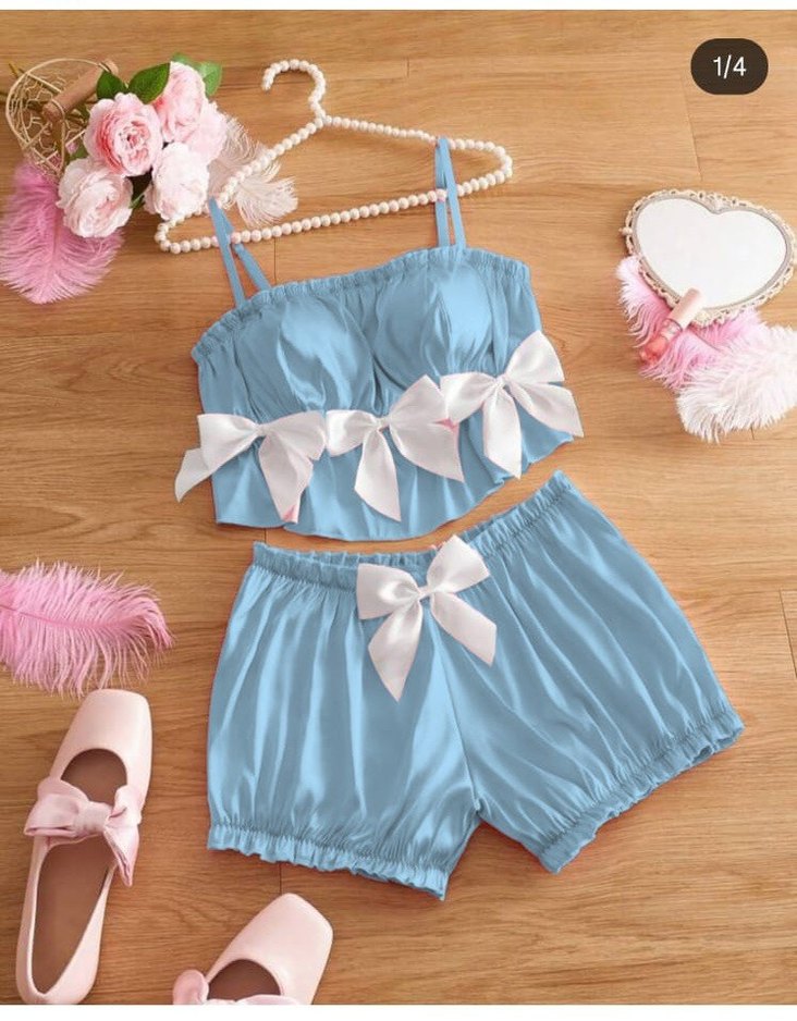 Bordo Saten Mini İkili Pijama Takımı - Görsel 2