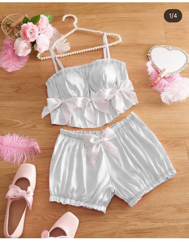 Bordo Saten Mini İkili Pijama Takımı - Görsel 5