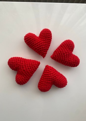 Kırmızı Örgü Kalp Anahtarlık - Görsel 4