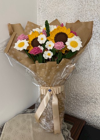 El Örgüsü Renkli Çiçek Buketi - Görsel 9