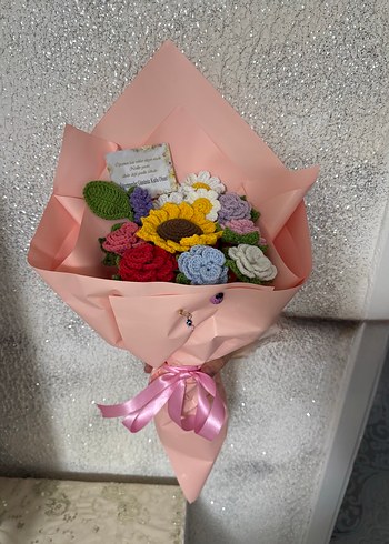 El Örgüsü Renkli Çiçek Buketi - Görsel 7