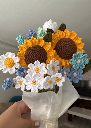 El Örgüsü Renkli Çiçek Buketi - Görsel 10