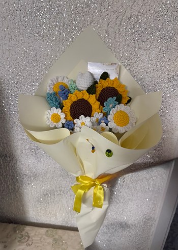 El Örgüsü Renkli Çiçek Buketi - Görsel 5