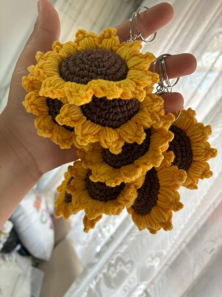 Örgü Ayçiçeği Anahtarlık - Görsel 4