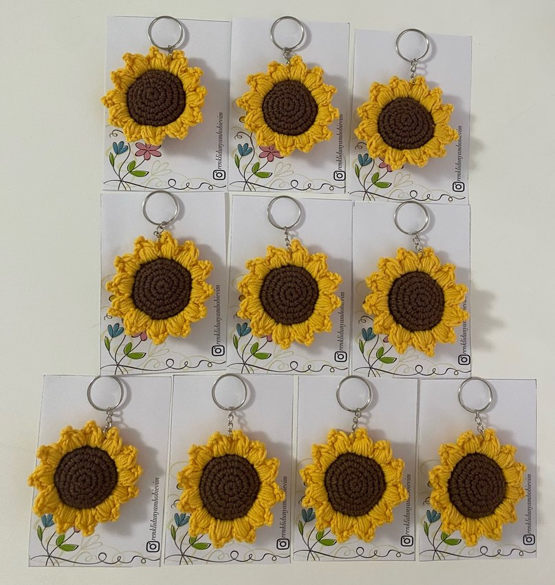 Örgü Ayçiçeği Anahtarlık - Görsel 2
