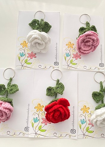 Örgü Gül Anahtarlık - Görsel 5